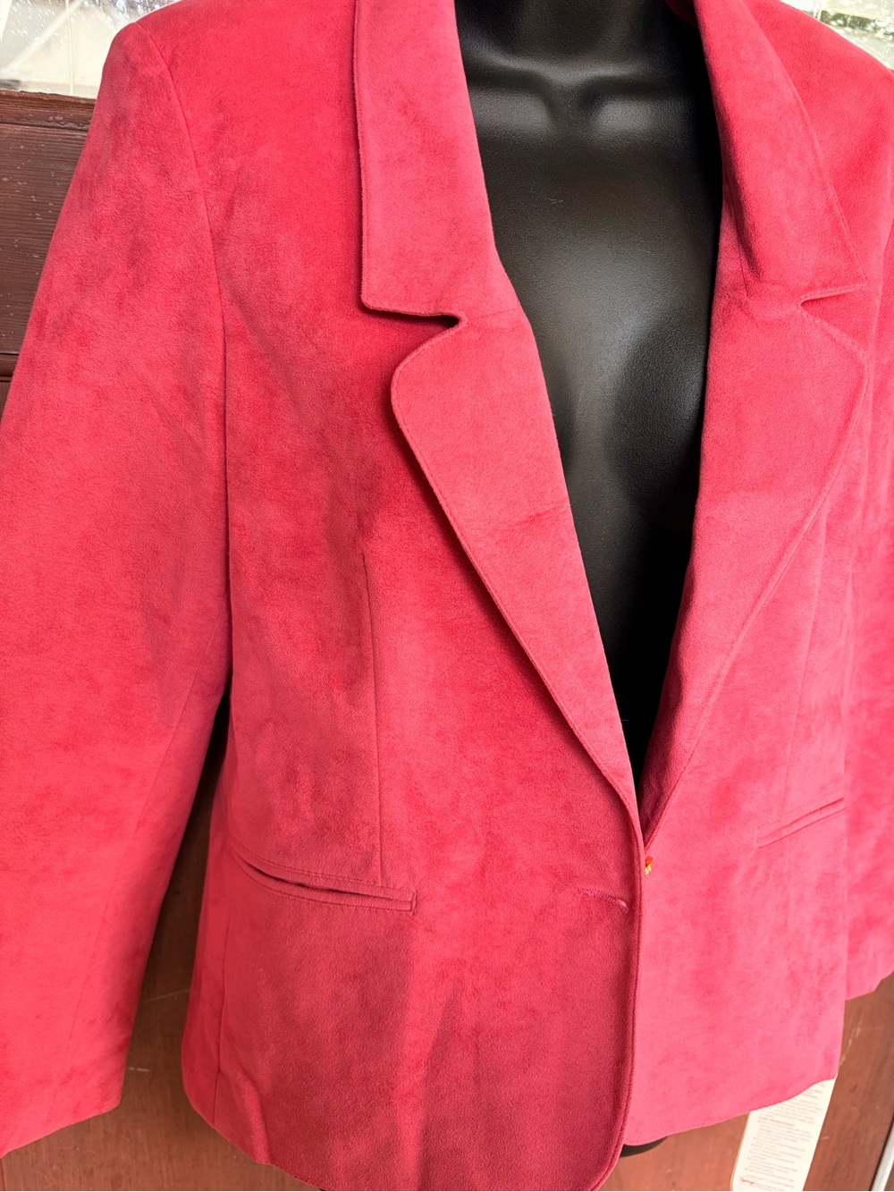 Vintage Pink Ultra Suede Single-Button Women's Blazer Jacket - Picture 10 of 11